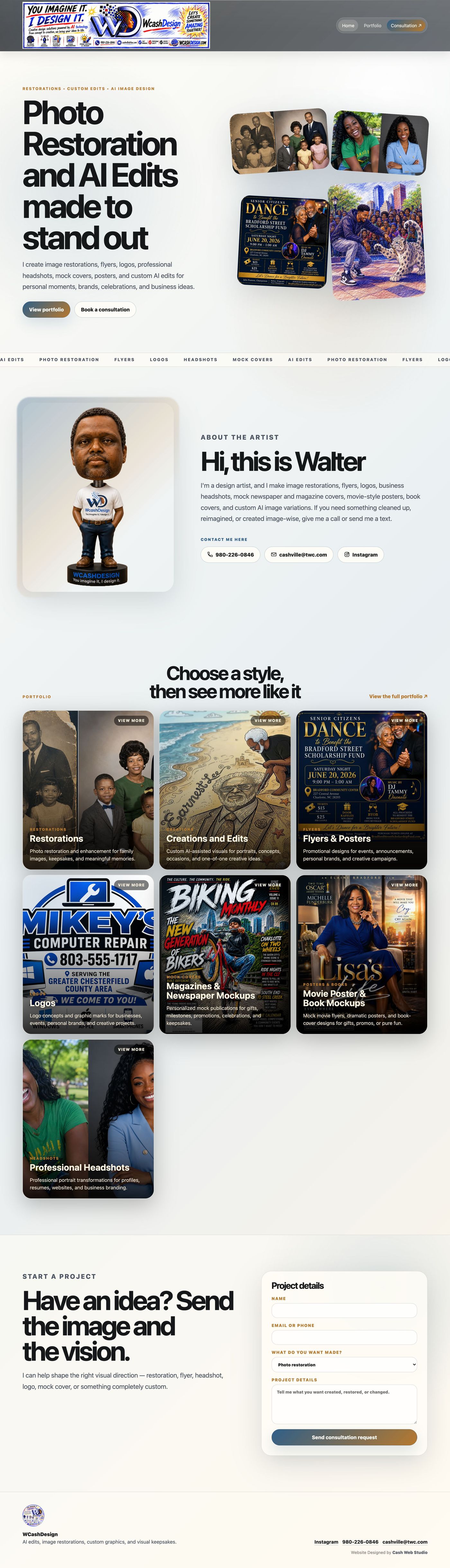 WCashDesign: Home page on desktop