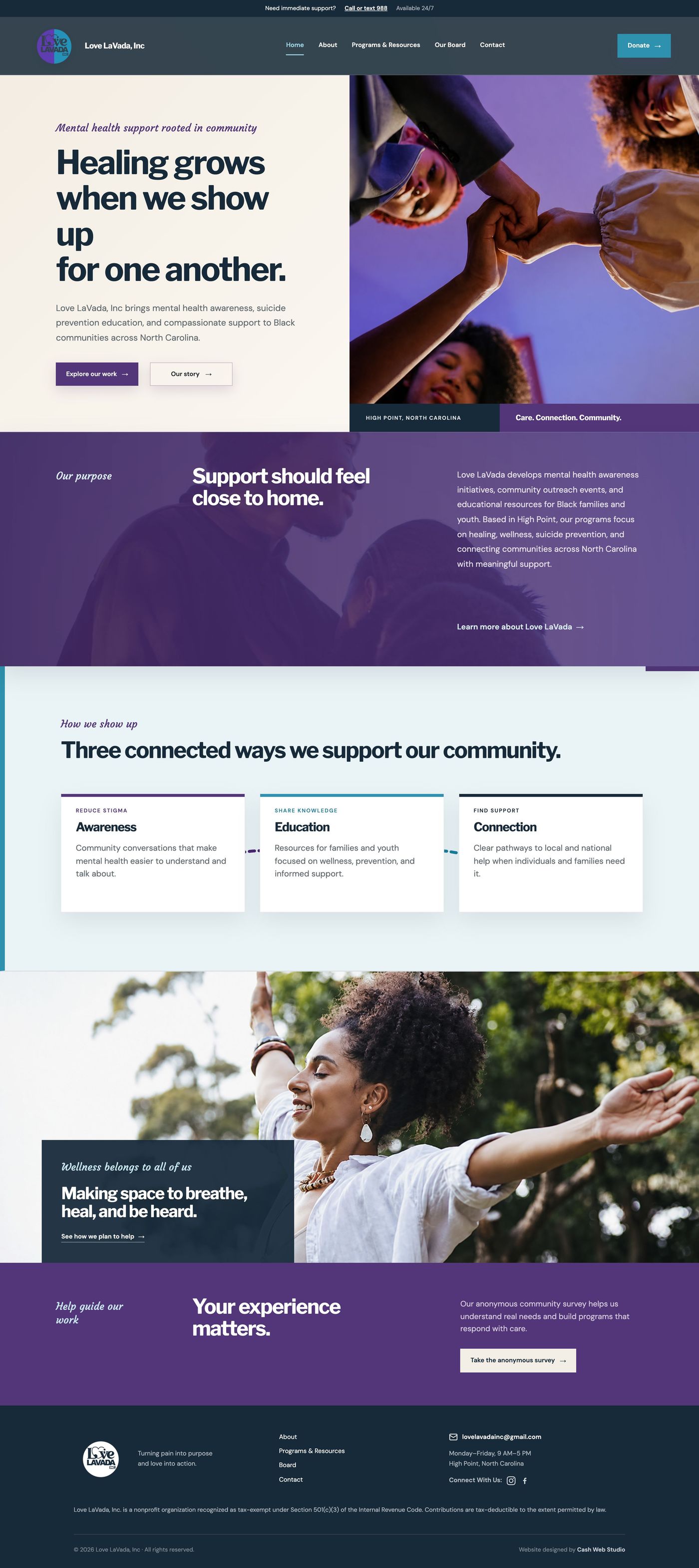 Love LaVada, Inc: Home page on desktop