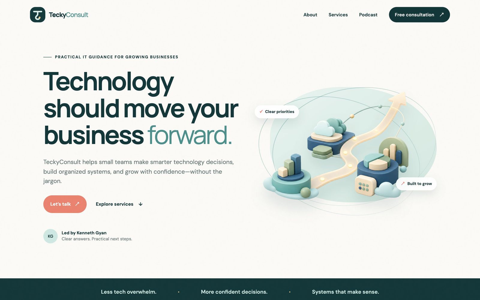 TeckyConsult website home page on desktop