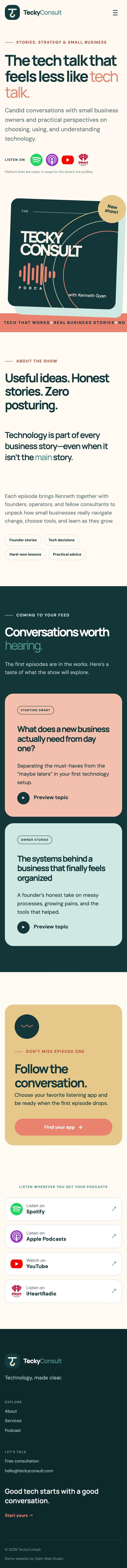 TeckyConsult: Podcast page on mobile