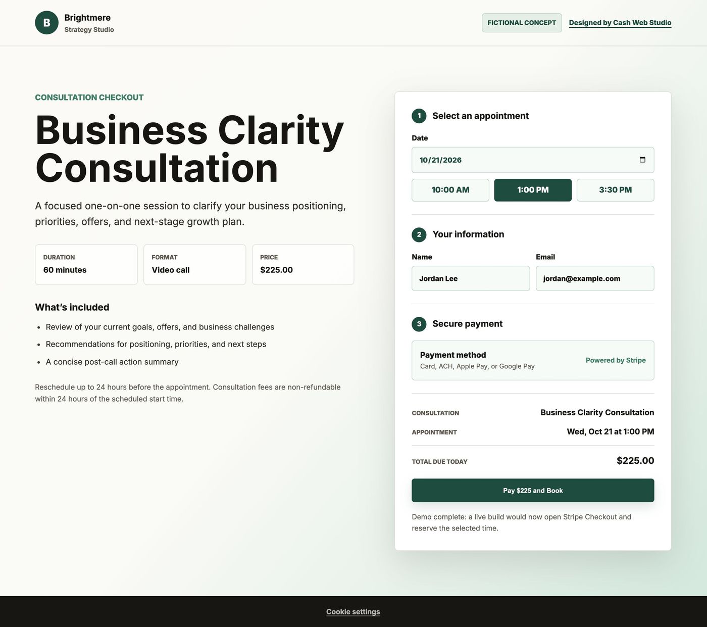 Consultation Checkout: Ready to pay page on desktop